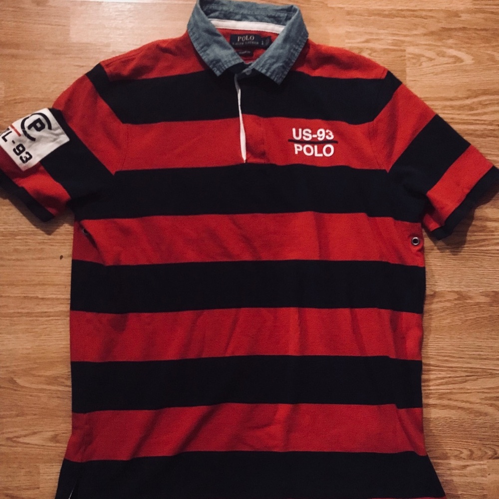 Ralph Lauren Polo, Red-Navy, LARGE, Pre-Owned
